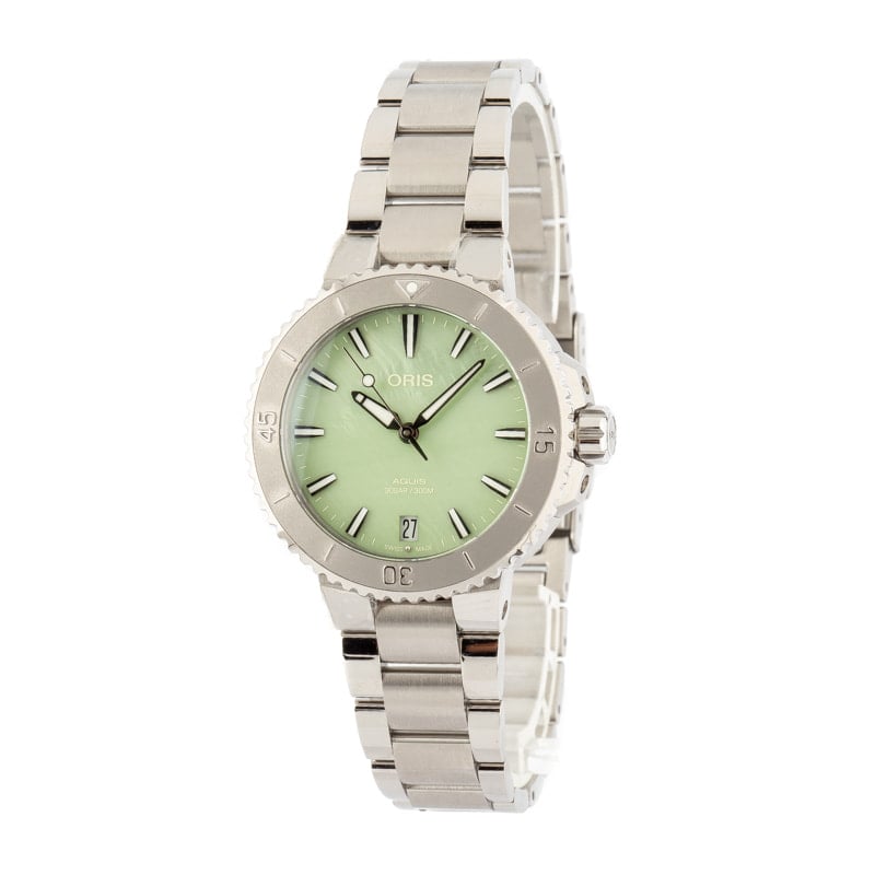 Oris Aquis Green Mother of Pearl Index Dial