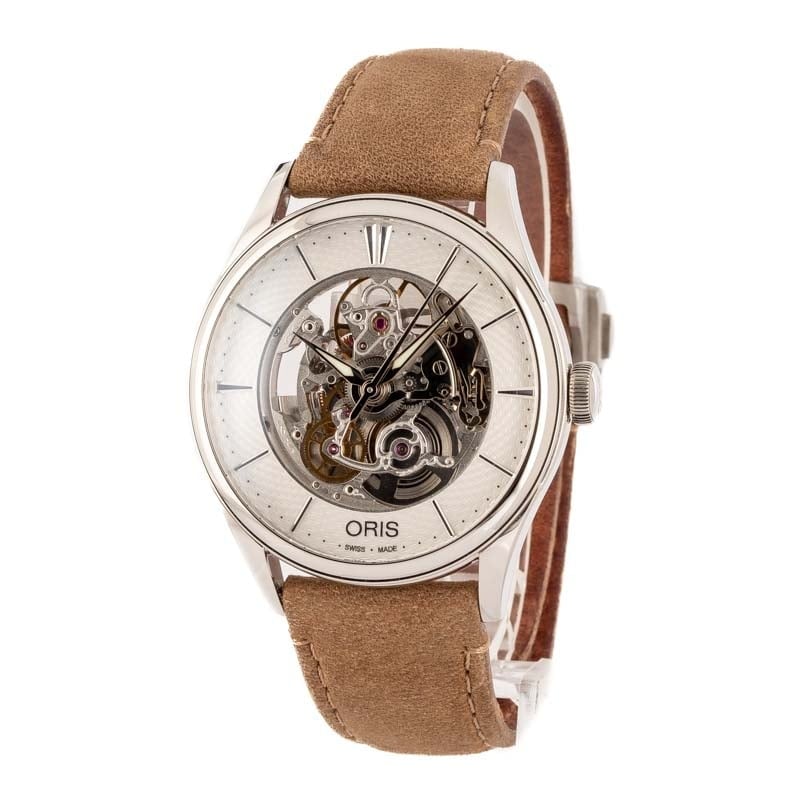 Oris Artelier Skeleton Steel on Light Brown Leather Strap