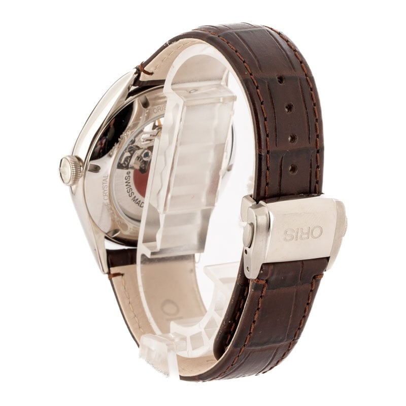 Oris Artelier Skeleton Stainless Steel on Brown Leather Strap