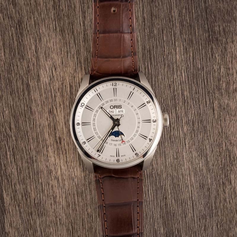 Oris Artix Complication Steel on Brown Leather Strap