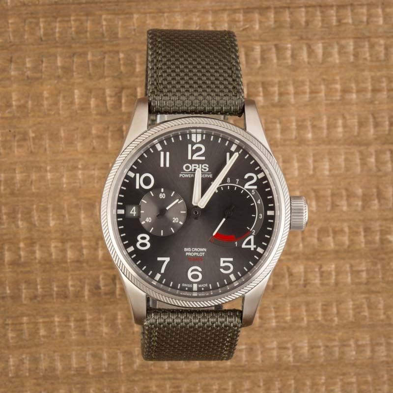 Oris Big Crown Pro Pilot Anthracite Dial Olive Textile Strap