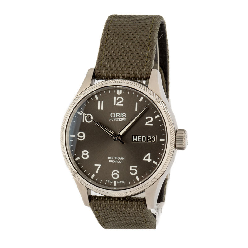 Oris Big Crown ProPilot Big Day Date Steel on Olive Textile Strap