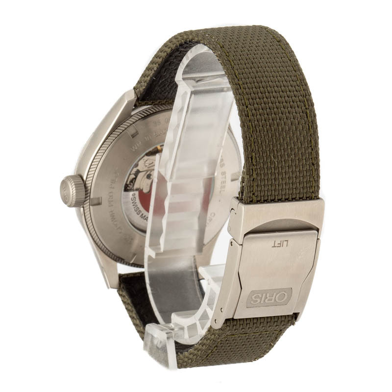 Oris Big Crown ProPilot Big Day Date Steel on Olive Textile Strap