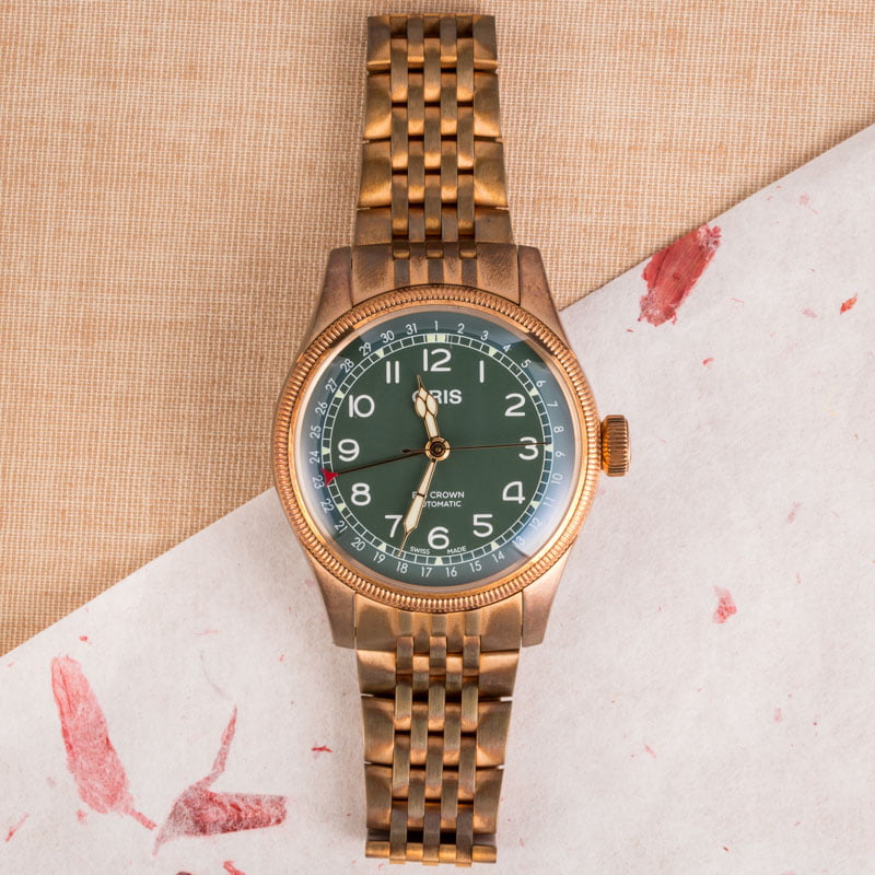 Oris Big Crown Bronze Pointer Date Green