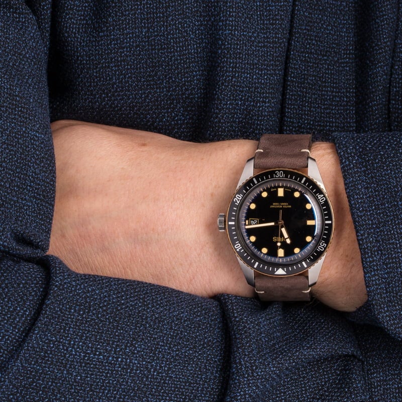 Oris Divers Sixty-Five Steel & Bronze Brown Leather Strap