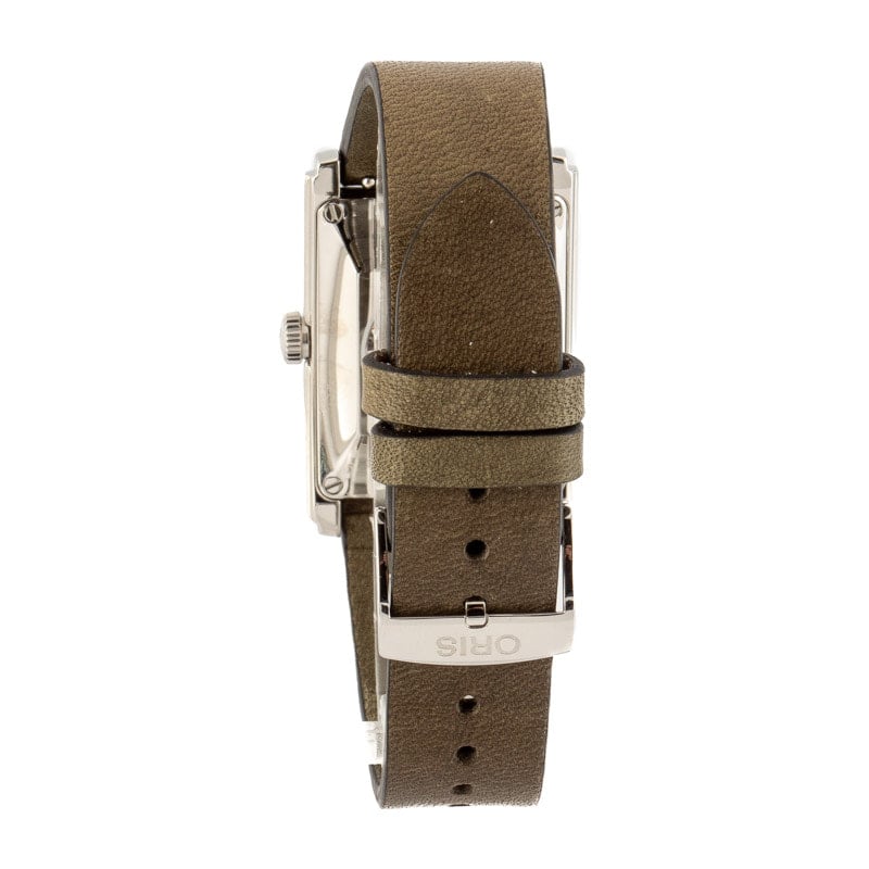 Oris Rectangular Green Dial Leather Strap