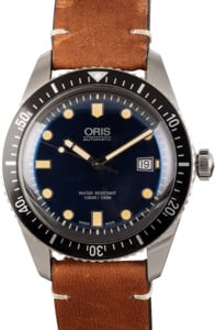 Oris Divers Sixty-Five Steel on Leather Strap