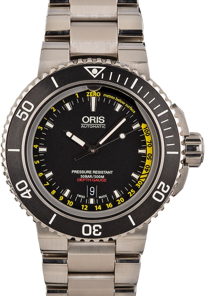 Mens Oris Aquis Depth Gauge Stainless Steel