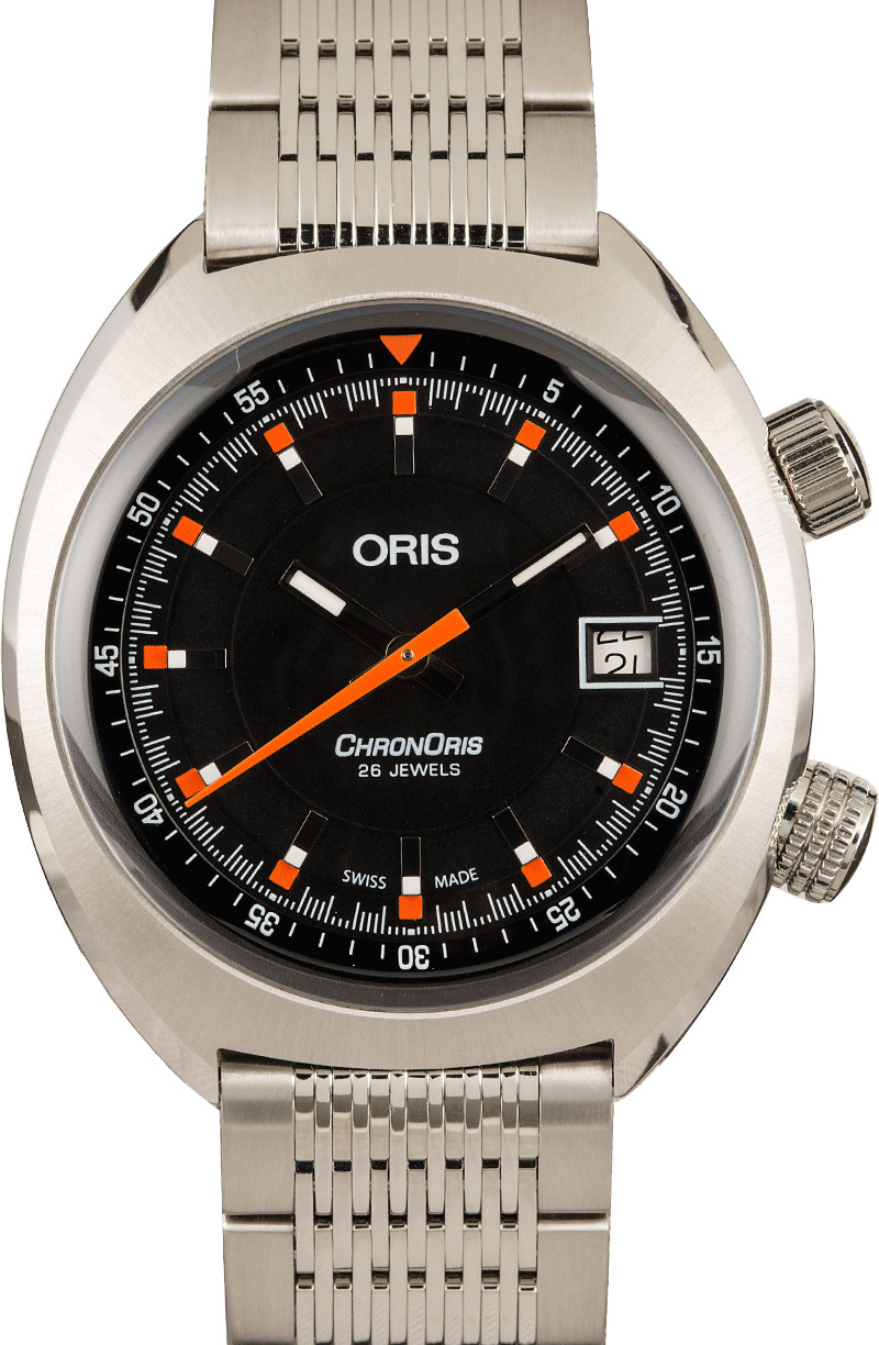 Oris Chronoris Date Black Dial Steel Bracelet