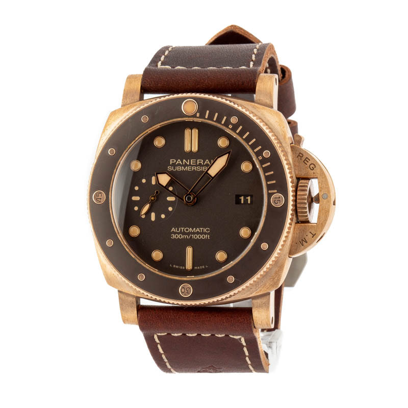 Pre-owned Panerai Submersible Bronzo Brown Dial