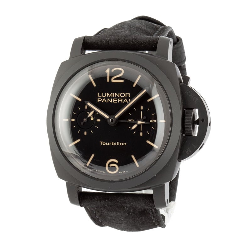 Pre-owned Panerai Luminor 1950 Tourbillon GMT Automatic Ceramica