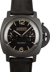 Pre-owned Panerai Luminor 1950 Tourbillon GMT Automatic Ceramica