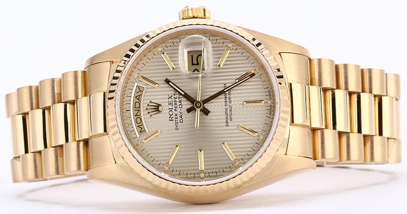 Rolex Presidential 18038 Silver Tapestry Dial