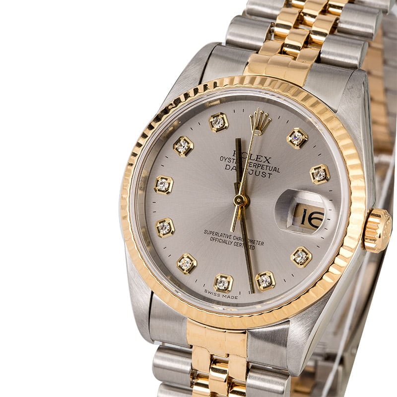 Rolex Datejust 16233 Rhodium Diamond Dial