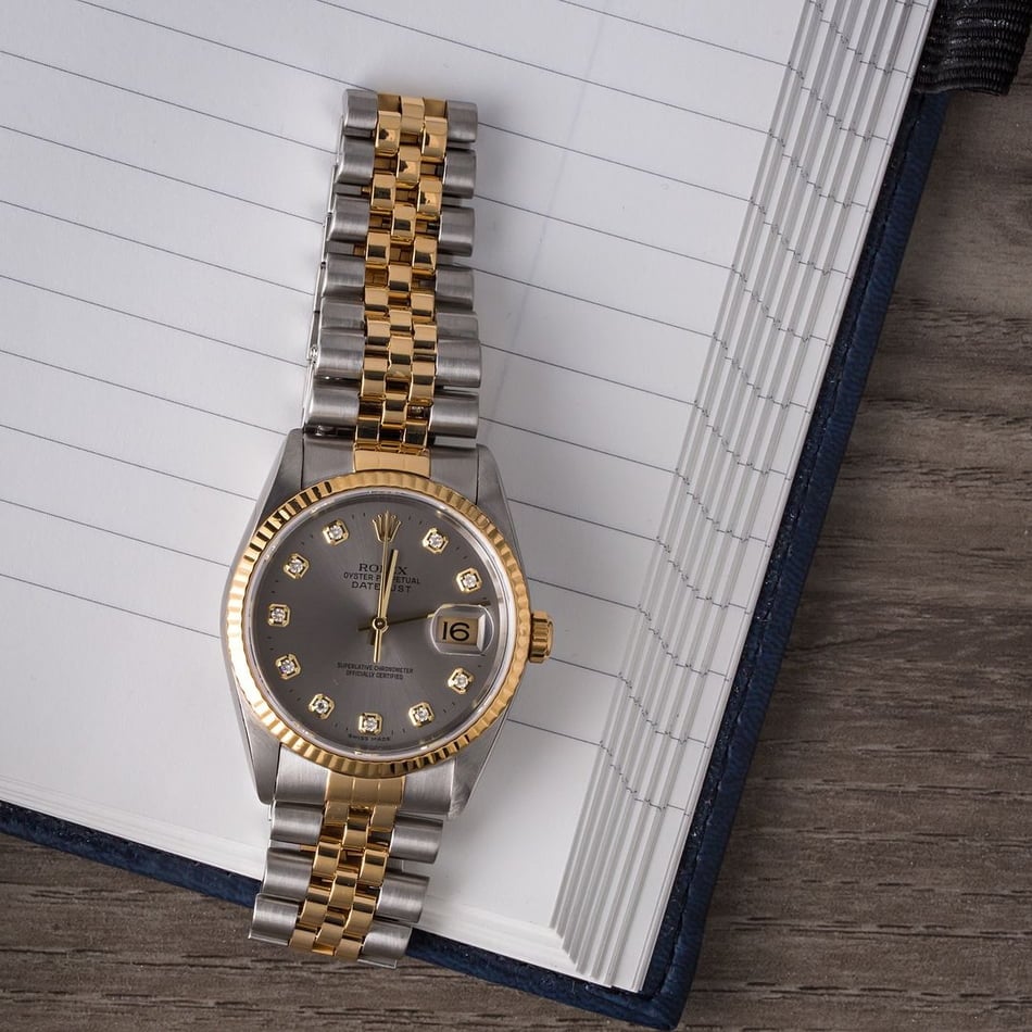 Rolex Datejust 16233 Rhodium Diamond Dial