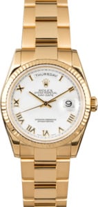 Rolex Day-Date 118238 White Roman 18K Oyster