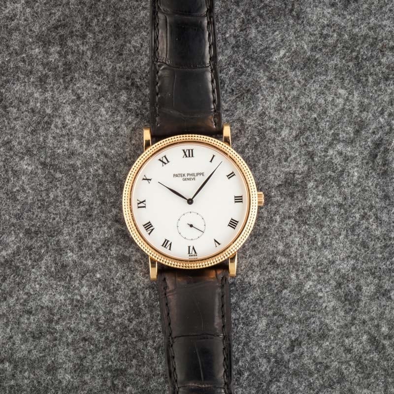 Patek Philippe Calatrava 18k Rose Gold White Roman Dial