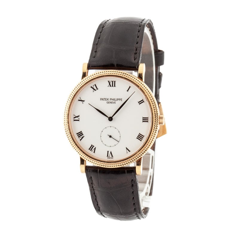 Patek Philippe Calatrava 18k Rose Gold White Roman Dial