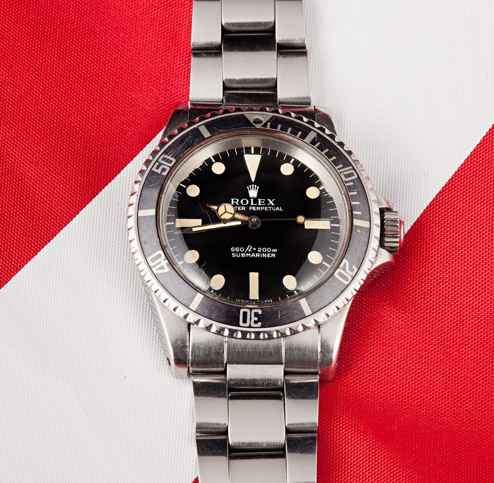 The 5513 Submariner was retrofitted with a helium escape valve, courtesy of DOXA