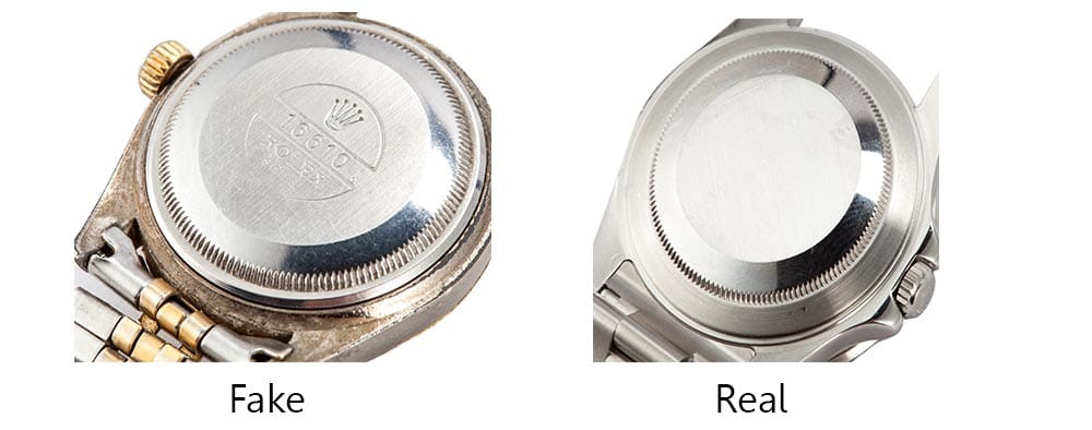 what does the back of a real rolex look like