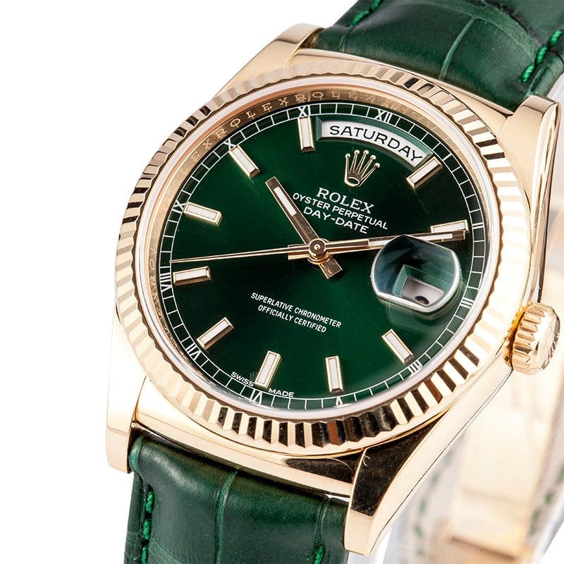 used rolex green face