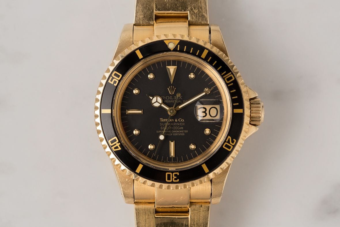 Vintage Rolex Tiffany Dials Gold Submariner 1680 Black