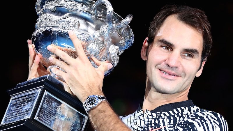 Roger Federer Raises His 5th Australian Open Trophy While Wearing A Rolex  Batman