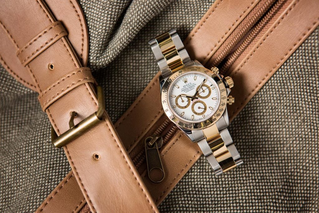The two-tone Daytona ref. 116523 comes in just under $12k, and is an ideal wedding gift