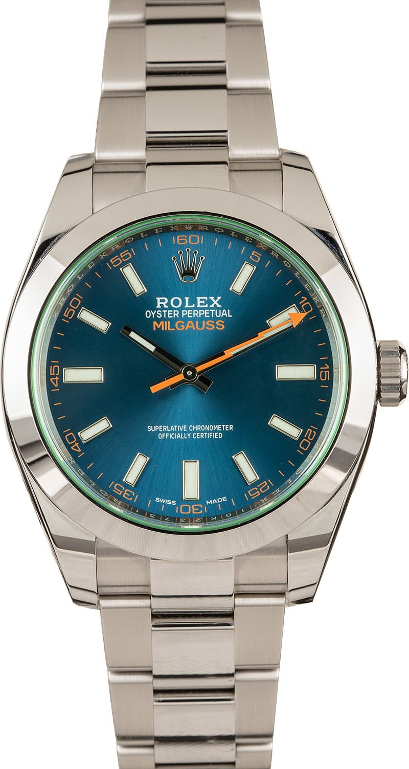 Top Favorite Rare Colorful Rolex Dials Milgauss 116400GV Z-Blue Dial Green Sapphire