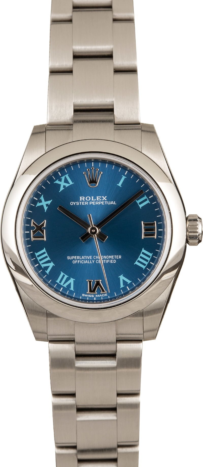 Our Favorite Rare Colorful Rolex Dials Midsize Oyster Perpetual 177200 Blue Roman Dial