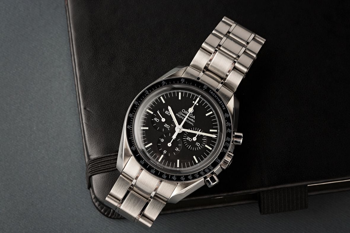 Fathers Day Gift Omega Speedmaster Moonwatch Hesalite Stainless Steel