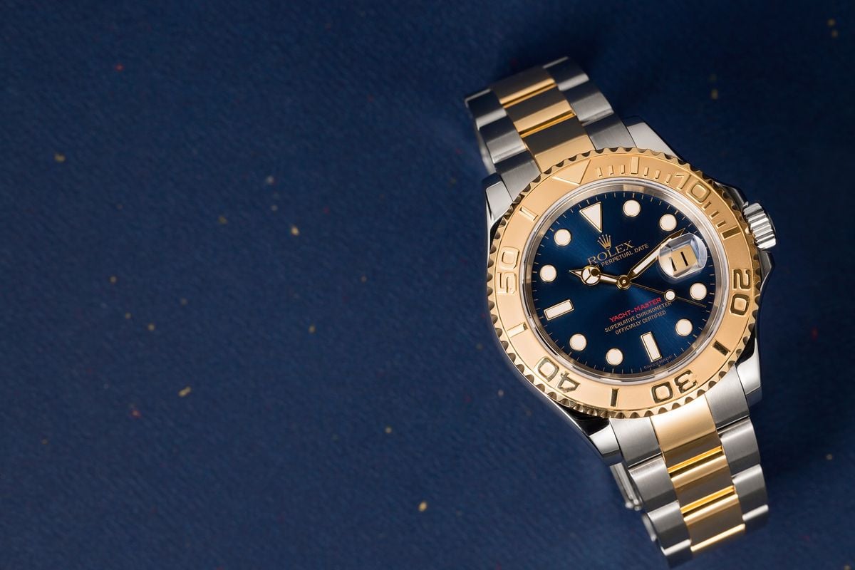 High End Ladies Timepiece Rolex Yacht Master Solid 18K Gold 169628 Blue Dial