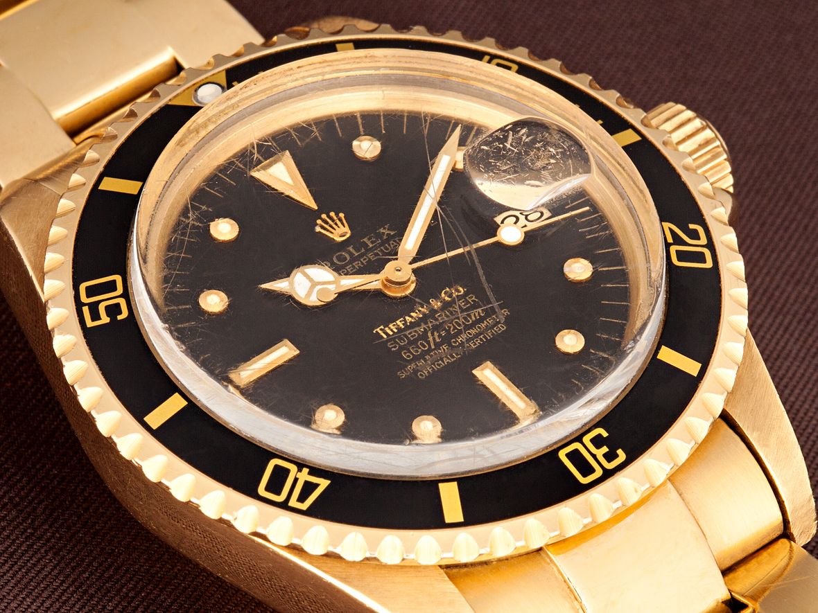 Vintage Rolex Submariner 1680/8 Yellow Gold Tiffany Dial 