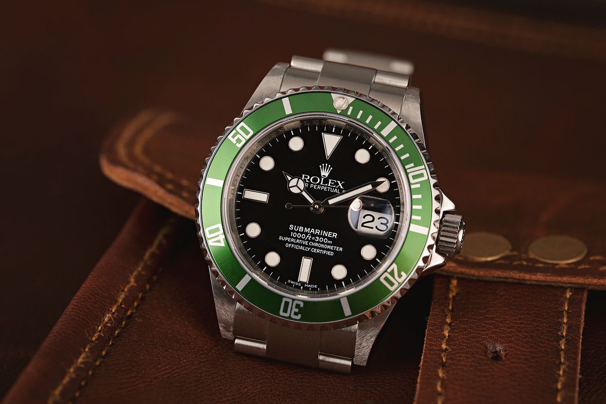 Rolex Submariner Green 50th Anniversary Flat 4 Steel Mens Watch 16610LV
