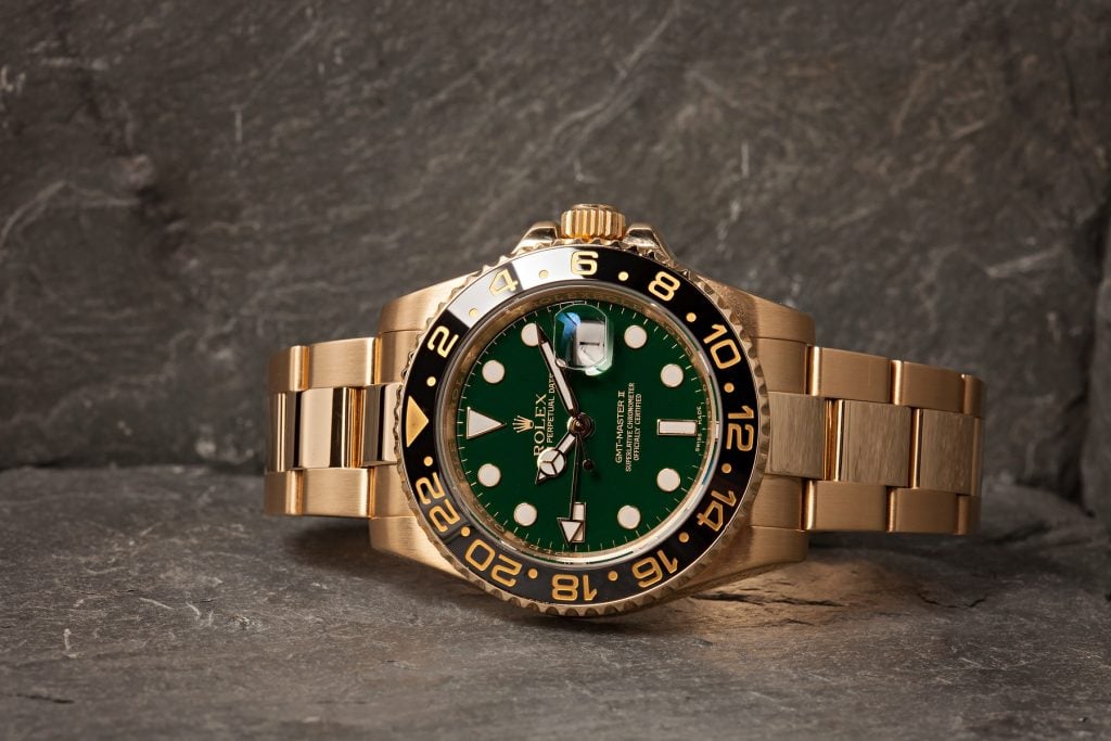 Gold Rolex GMT-Master II Green Dial