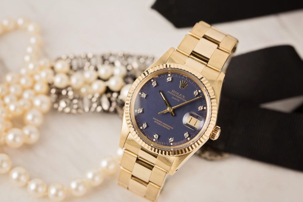 Rolex Date 15037 - Matte Blue Diamond Dial