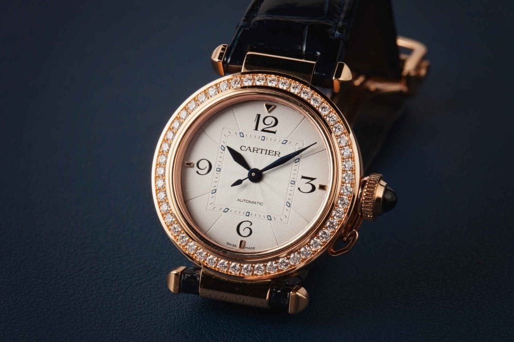 Ladies Cartier Pasha Gold White Dial