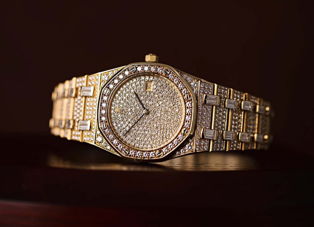 Gold AP Royal Oak Diamond Watch 56343 Iced Out