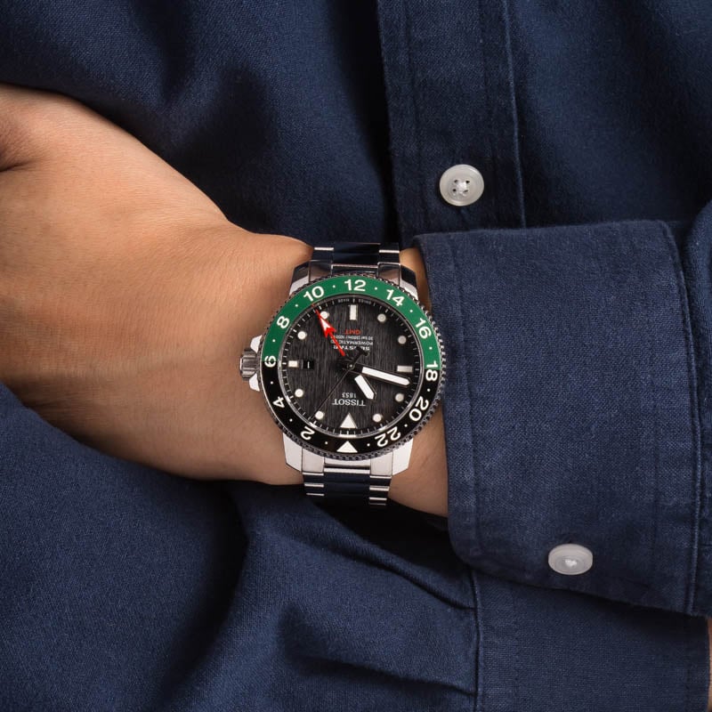 Tissot Seastar 1000 Powermatic 80 GMT Green & Black Bezel