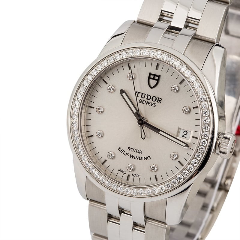 Unworn Tudor Glamour Date 55020 Silver Diamond Dial