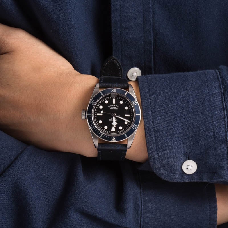 Tudor Black Bay 79220 Steel on Leather Strap